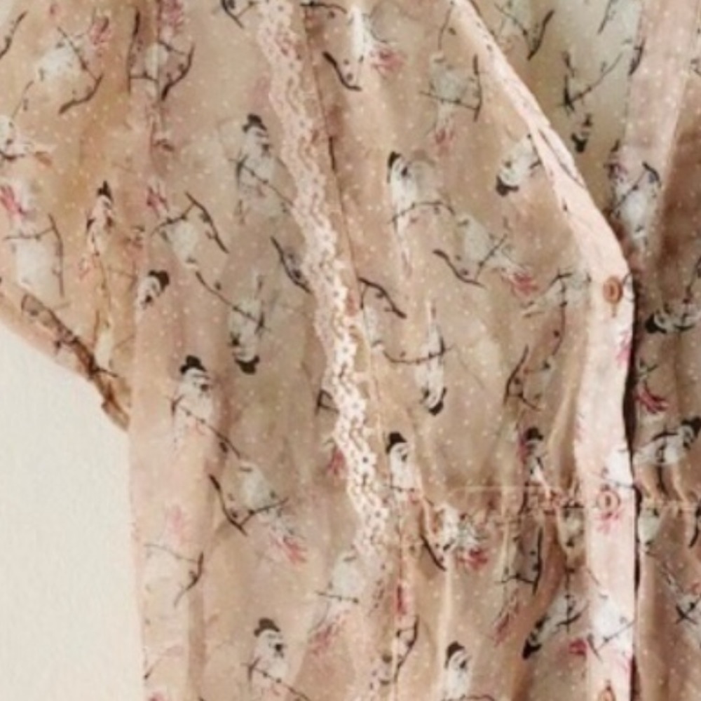 Woman’s Love Squared Blouse With Birds in Top Hats